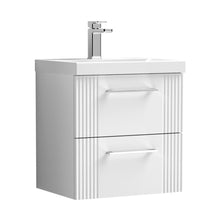 Nuie Deco 500mm Wall Hung 2 Drawer Vanity & Basin 3 Contemporary Satin White MFC Painted Gloss 550x510x395mm - JJ Building Materials