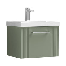 Nuie Deco 500mm Wall Hung Single Drawer Vanity & Basin 1 Contemporary Satin Green MFC Painted Gloss 399x510x390mm - JJ Building Materials