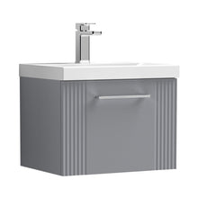 Nuie Deco 500mm Wall Hung Single Drawer Vanity & Basin 1 Contemporary Satin Grey MFC Painted Gloss 399x510x390mm - JJ Building Materials