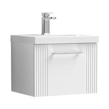 Nuie Deco 500mm Wall Hung Single Drawer Vanity & Basin 1 Contemporary Satin White MFC Painted Gloss 399x510x390mm - JJ Building Materials