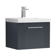 Nuie Deco 500mm Wall Hung Single Drawer Vanity & Basin 1 Contemporary Soft Black MFC Painted Gloss 399x510x390mm - JJ Building Materials