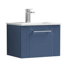 Nuie Deco 500mm Wall Hung Single Drawer Vanity & Basin 2 Contemporary Satin Blue MFC Painted Gloss 377x505x395mm - JJ Building Materials