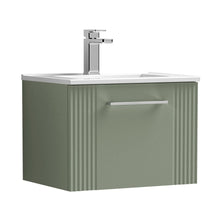 Nuie Deco 500mm Wall Hung Single Drawer Vanity & Basin 2 Contemporary Satin Green MFC Painted Gloss 377x505x395mm - JJ Building Materials