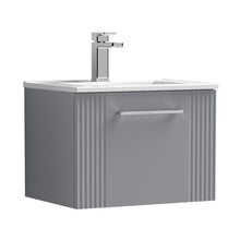 Nuie Deco 500mm Wall Hung Single Drawer Vanity & Basin 2 Contemporary Satin Grey MFC Painted Gloss 377x505x395mm - JJ Building Materials