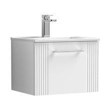 Nuie Deco 500mm Wall Hung Single Drawer Vanity & Basin 2 Contemporary Satin White MFC Painted Gloss 377x505x395mm - JJ Building Materials
