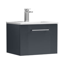 Nuie Deco 500mm Wall Hung Single Drawer Vanity & Basin 2 Contemporary Soft Black MFC Painted Gloss 377x505x395mm - JJ Building Materials