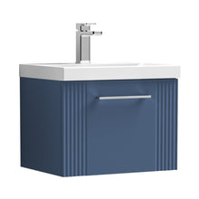 Nuie Deco 500mm Wall Hung Single Drawer Vanity & Basin 3 Contemporary Satin Blue MFC Painted Gloss 409x510x390mm - JJ Building Materials