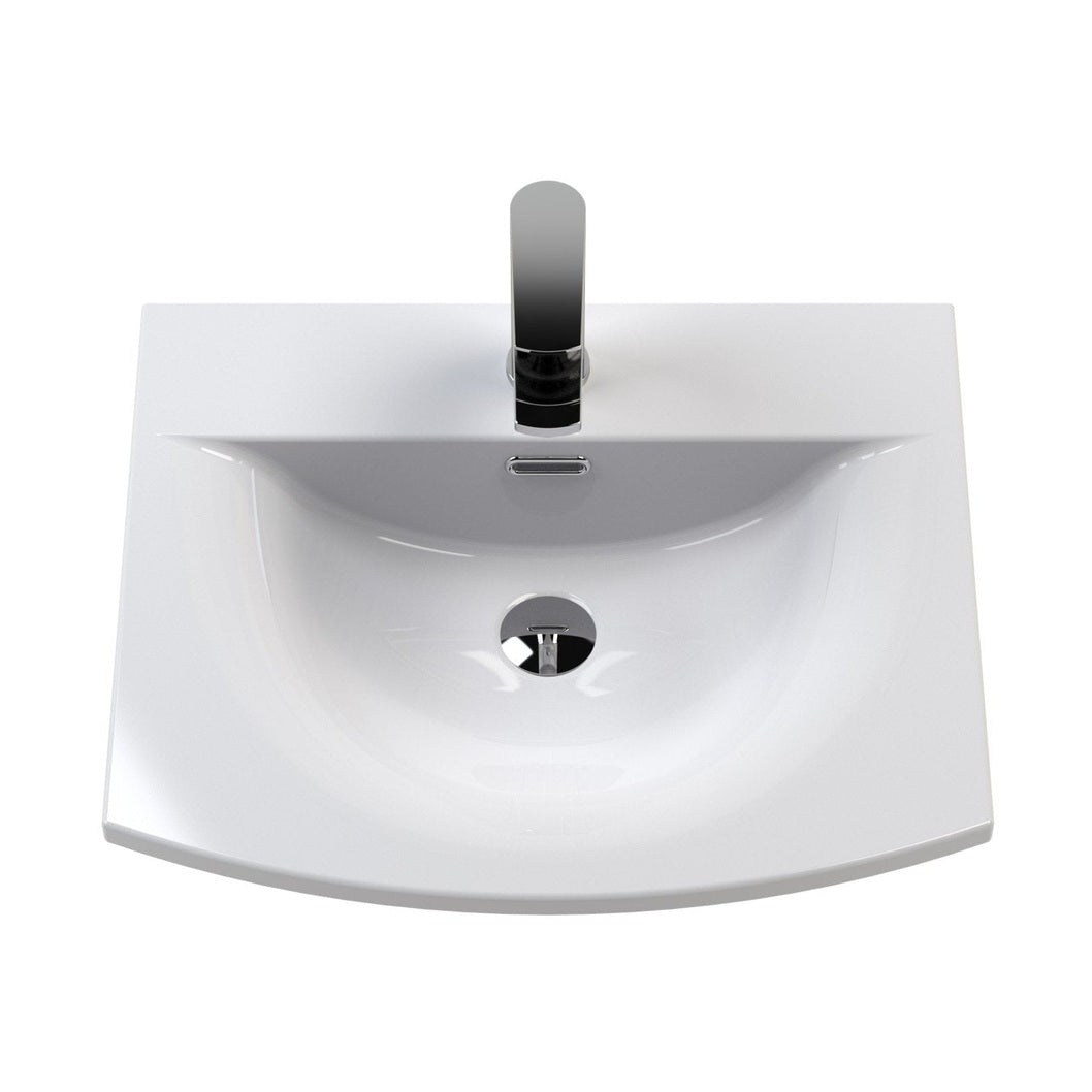 Nuie Deco 500mm Wall Hung Single Drawer Vanity & Basin 4 Contemporary Satin Green MFC Painted Gloss 389x510x440mm - JJ Building Materials