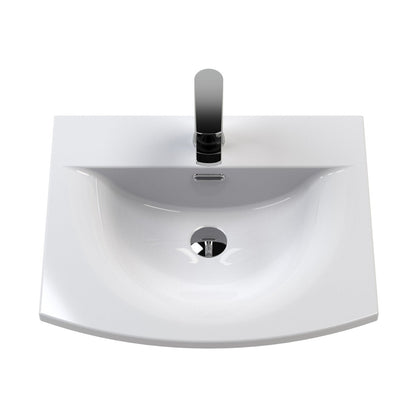 Nuie Deco 500mm Wall Hung Single Drawer Vanity & Basin 4 Contemporary Satin Green MFC Painted Gloss 389x510x440mm - JJ Building Materials