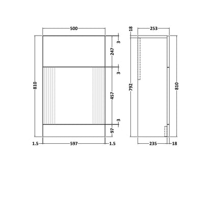 Nuie Deco 500mm Wc Unit Contemporary Satin White MFC Painted Gloss 810x500x253mm - JJ Building Materials