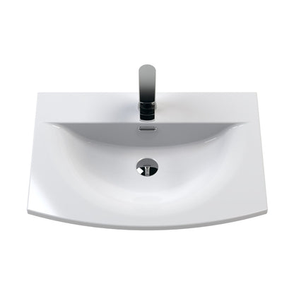 Nuie Deco 600mm Floor Standing 2 Door Vanity & Basin 4 Contemporary Soft Black MFC Painted Gloss 840x610x440mm - JJ Building Materials
