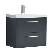 Nuie Deco 600mm Wall Hung 2 Drawer Vanity & Basin 1 Contemporary Soft Black MFC Painted Gloss 540x610x390mm - JJ Building Materials