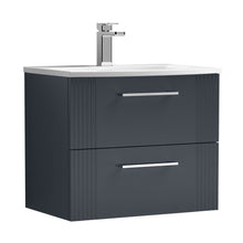 Nuie Deco 600mm Wall Hung 2 Drawer Vanity & Basin 4 Contemporary Soft Black MFC Painted Gloss 530x610x440mm - JJ Building Materials
