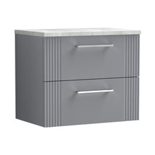 Nuie Deco 600mm Wall Hung 2 Drawer Vanity & Laminate Top Contemporary Satin Grey MFC Painted Gloss 522x605x390mm - DPF293LBG - JJ Building Materials