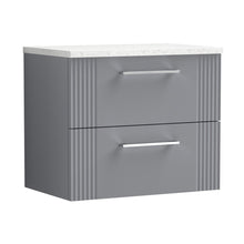 Nuie Deco 600mm Wall Hung 2 Drawer Vanity & Laminate Top Contemporary Satin Grey MFC Painted Gloss 522x605x390mm - DPF293LSW - JJ Building Materials