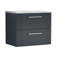 Nuie Deco 600mm Wall Hung 2 Drawer Vanity & Laminate Top Contemporary Soft Black MFC Painted Gloss 522x605x390mm - DPF1493LBG - JJ Building Materials