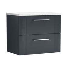 Nuie Deco 600mm Wall Hung 2 Drawer Vanity & Laminate Top Contemporary Soft Black MFC Painted Gloss 522x605x390mm - DPF1493LSW - JJ Building Materials