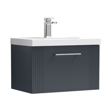 Nuie Deco 600mm Wall Hung Single Drawer Vanity & Basin 1 Contemporary Soft Black MFC Painted Gloss 399x610x390mm - JJ Building Materials