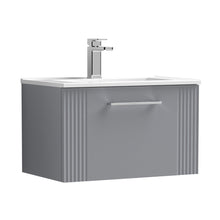 Nuie Deco 600mm Wall Hung Single Drawer Vanity & Basin 2 Contemporary Satin Grey MFC Painted Gloss 377x605x395mm - JJ Building Materials