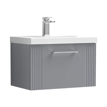 Nuie Deco 600mm Wall Hung Single Drawer Vanity & Basin 3 Contemporary Satin Grey MFC Painted Gloss 409x610x395mm - JJ Building Materials