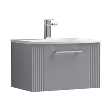 Nuie Deco 600mm Wall Hung Single Drawer Vanity & Basin 4 Contemporary Satin Grey MFC Painted Gloss 389x610x440mm - JJ Building Materials