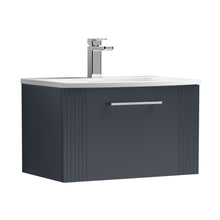 Nuie Deco 600mm Wall Hung Single Drawer Vanity & Basin 4 Contemporary Soft Black MFC Painted Gloss 389x610x440mm - JJ Building Materials