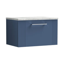 Nuie Deco 600mm Wall Hung Single Drawer Vanity & Laminate Top Contemporary Satin Blue MFC Painted Gloss 381x605x390mm - DPF394LBG - JJ Building Materials