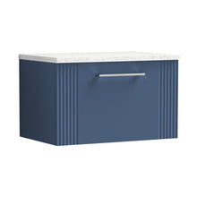Nuie Deco 600mm Wall Hung Single Drawer Vanity & Laminate Top Contemporary Satin Blue MFC Painted Gloss 381x605x390mm - DPF394LSW - JJ Building Materials