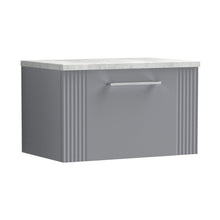 Nuie Deco 600mm Wall Hung Single Drawer Vanity & Laminate Top Contemporary Satin Grey MFC Painted Gloss 381x605x390mm - DPF294LBG - JJ Building Materials