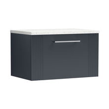 Nuie Deco 600mm Wall Hung Single Drawer Vanity & Laminate Top Contemporary Soft Black MFC Painted Gloss 381x605x390mm - DPF1494LSW - JJ Building Materials