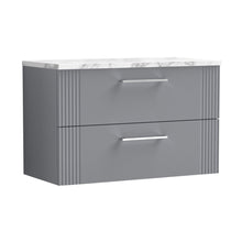 Nuie Deco 800 Wall Hung 2-drawer Vanity & Laminate Worktop Contemporary Satin Grey MFC Painted Gloss 522x805x390mm - JJ Building Materials