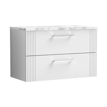 Nuie Deco 800 Wall Hung 2-drawer Vanity & Laminate Worktop Contemporary Satin White MFC Painted Gloss 522x805x390mm - JJ Building Materials