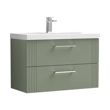 Nuie Deco 800mm Wall Hung 2 Drawer Vanity & Basin 1 Contemporary Satin Green MFC Painted Gloss 540x810x390mm - JJ Building Materials
