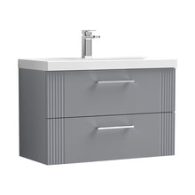 Nuie Deco 800mm Wall Hung 2 Drawer Vanity & Basin 1 Contemporary Satin Grey MFC Painted Gloss 540x810x390mm - JJ Building Materials