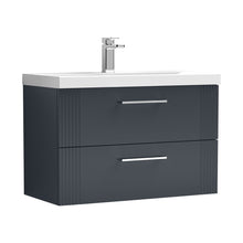 Nuie Deco 800mm Wall Hung 2 Drawer Vanity & Basin 1 Contemporary Soft Black MFC Painted Gloss 540x810x390mm - JJ Building Materials