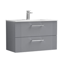 Nuie Deco 800mm Wall Hung 2 Drawer Vanity & Basin 2 Contemporary Satin Grey MFC Painted Gloss 518x805x395mm - JJ Building Materials