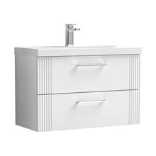 Nuie Deco 800mm Wall Hung 2 Drawer Vanity & Basin 3 Contemporary Satin White MFC Painted Gloss 550x810x395mm - JJ Building Materials