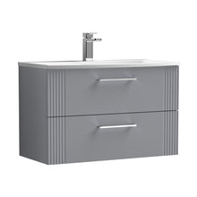 Nuie Deco 800mm Wall Hung 2 Drawer Vanity & Basin 4 Contemporary Satin Grey MFC Painted Gloss 530x810x440mm - JJ Building Materials