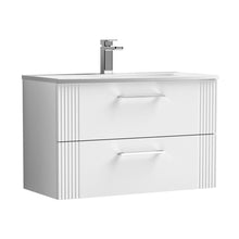 Nuie Deco 800mm Wall Hung 2 Drawer Vanity & Basin 4 Contemporary Satin White MFC Painted Gloss 530x810x440mm - JJ Building Materials