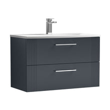 Nuie Deco 800mm Wall Hung 2 Drawer Vanity & Basin 4 Contemporary Soft Black MFC Painted Gloss 530x810x440mm - JJ Building Materials