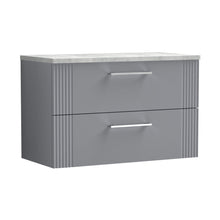 Nuie Deco 800mm Wall Hung 2 Drawer Vanity & Laminate Top Contemporary Satin Grey MFC Painted Gloss 522x805x390mm - DPF295LBG - JJ Building Materials