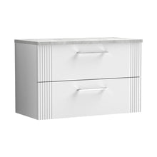 Nuie Deco 800mm Wall Hung 2 Drawer Vanity & Laminate Top Contemporary Satin White MFC Painted Gloss 522x805x390mm - DPF195LBG - JJ Building Materials
