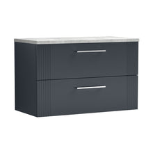 Nuie Deco 800mm Wall Hung 2 Drawer Vanity & Laminate Top Contemporary Soft Black MFC Painted Gloss 522x805x390mm - DPF1495LBG - JJ Building Materials