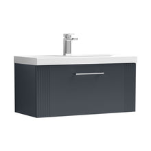 Nuie Deco 800mm Wall Hung Single Drawer Vanity & Basin 1 Contemporary Soft Black MFC Painted Gloss 399x810x390mm - JJ Building Materials