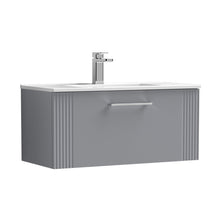 Nuie Deco 800mm Wall Hung Single Drawer Vanity & Basin 2 Contemporary Satin Grey MFC Painted Gloss 377x805x395mm - JJ Building Materials