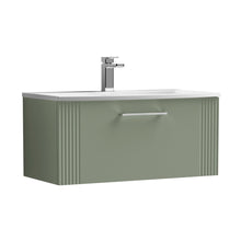 Nuie Deco 800mm Wall Hung Single Drawer Vanity & Basin 4 Contemporary Satin Green MFC Painted Gloss 389x810x440mm - JJ Building Materials