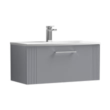 Nuie Deco 800mm Wall Hung Single Drawer Vanity & Basin 4 Contemporary Satin Grey MFC Painted Gloss 389x810x440mm - JJ Building Materials