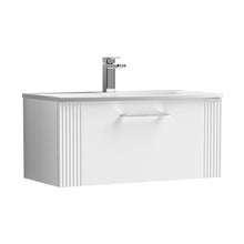 Nuie Deco 800mm Wall Hung Single Drawer Vanity & Basin 4 Contemporary Satin White MFC Painted Gloss 389x810x440mm - JJ Building Materials