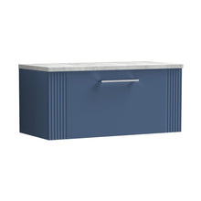Nuie Deco 800mm Wall Hung Single Drawer Vanity & Laminate Top Contemporary Satin Blue MFC Painted Gloss 381x805x390mm - DPF396LBG - JJ Building Materials