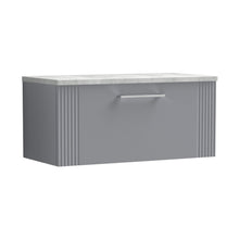 Nuie Deco 800mm Wall Hung Single Drawer Vanity & Laminate Top Contemporary Satin Grey MFC Painted Gloss 381x805x390mm - DPF296LBG - JJ Building Materials